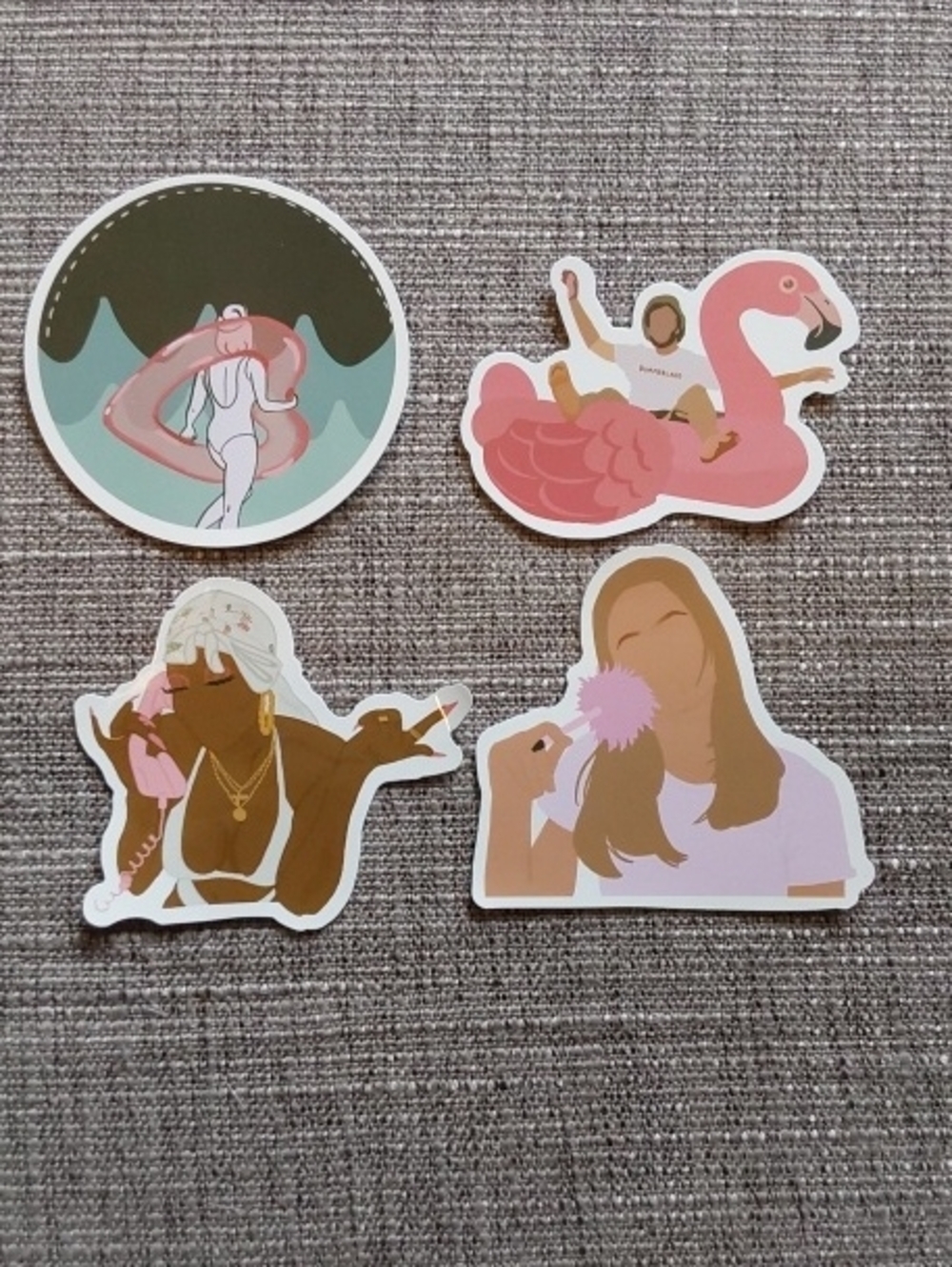 Set of 4 Pink and Neutral Fashion Sticker Decals